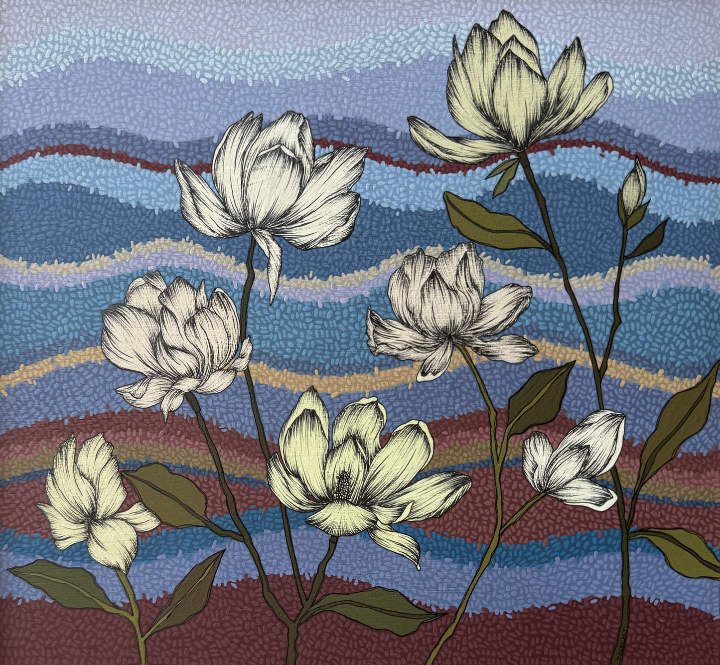 Seven Gardenias at Dusk
