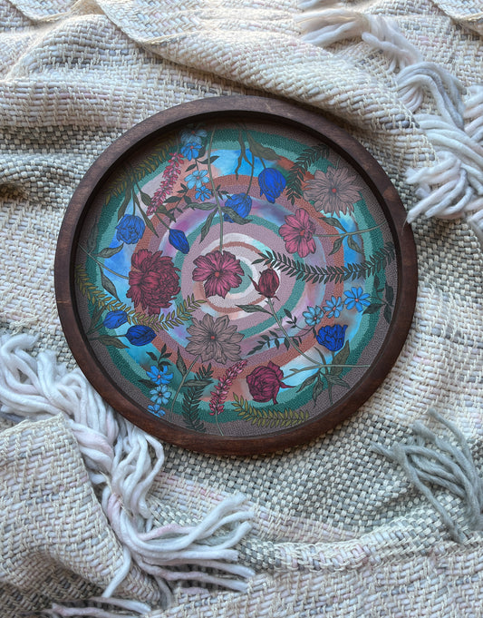 18" Circular hand-painted tray