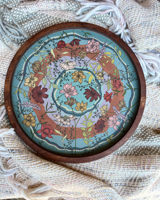 20" circular hand-painted tray