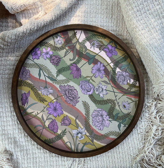 22" Circular hand-painted tray