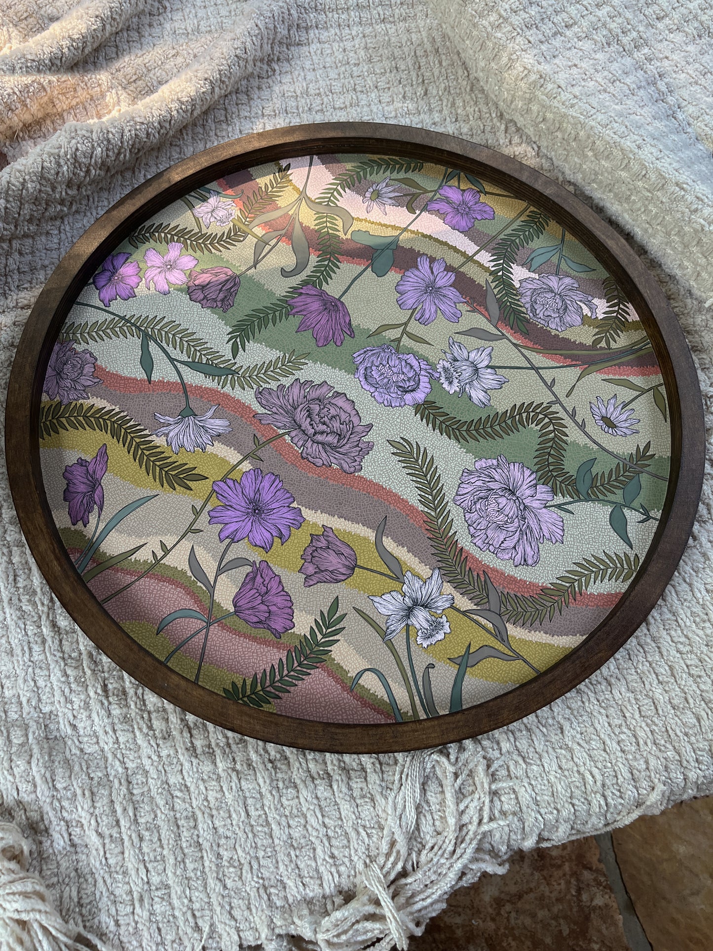 22" Circular hand-painted tray